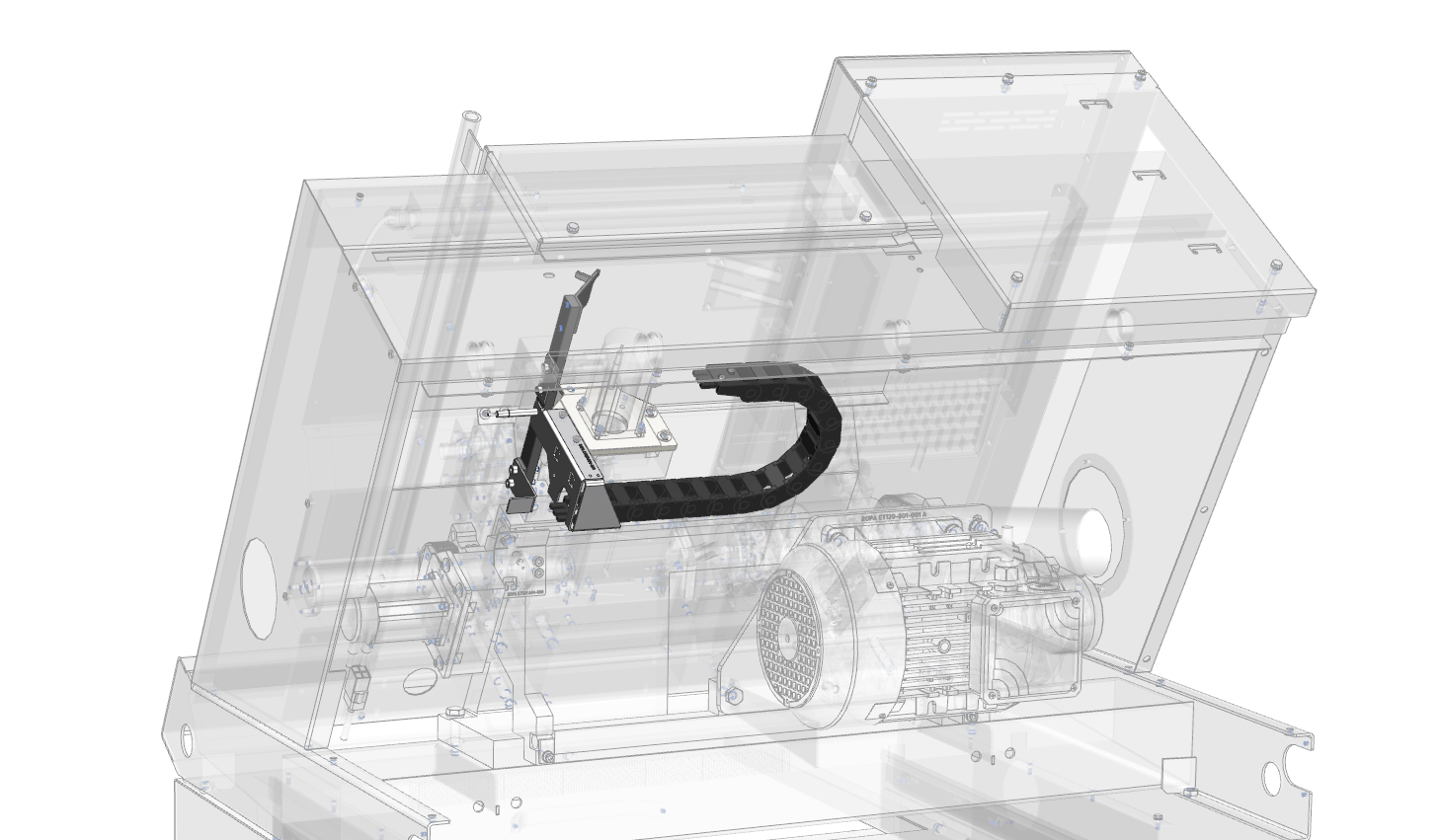 Ropa engineering 120 CNC retrofit work on CAD assembly energy chain