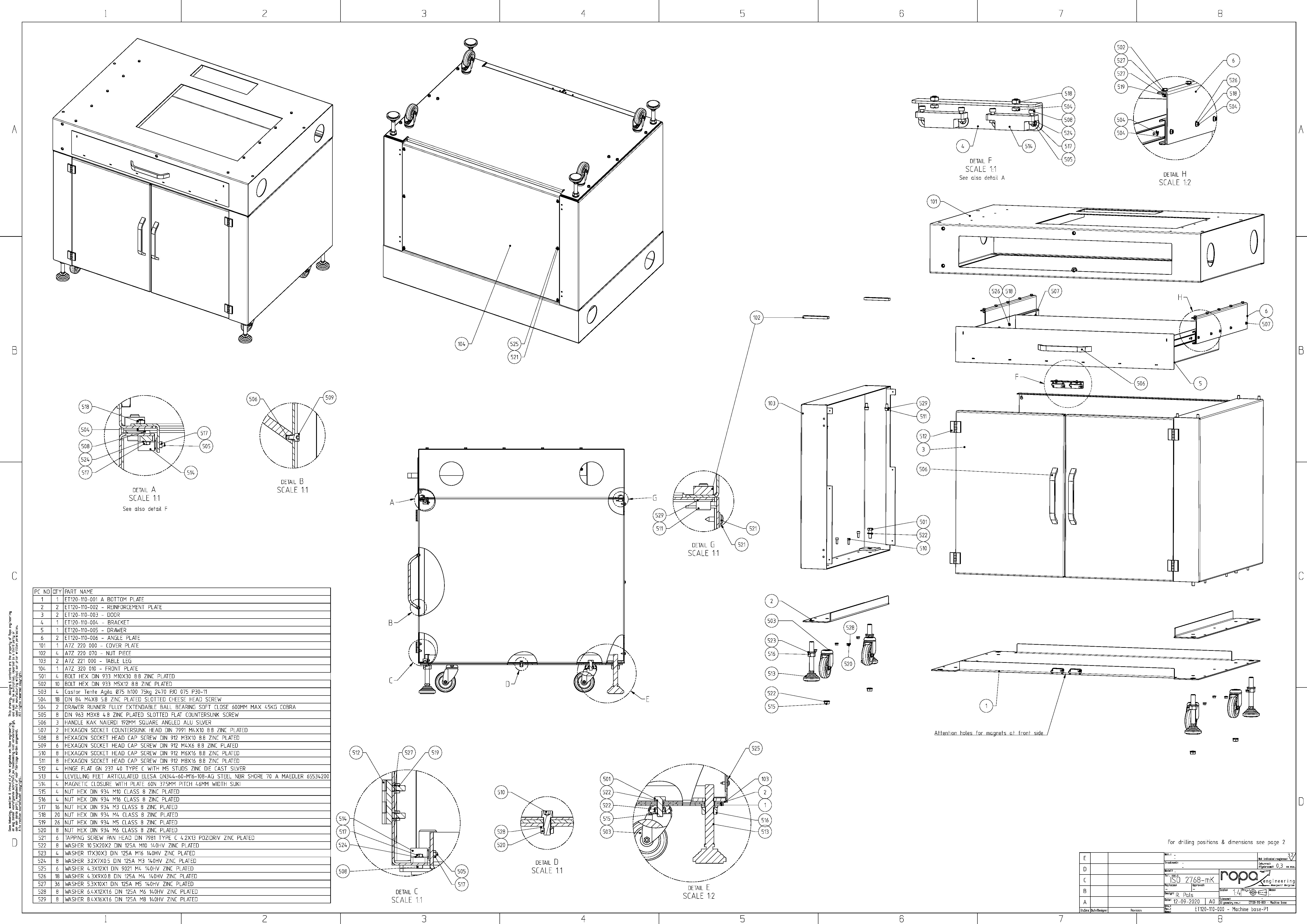 Emco Turn 120 Retrofit base assembly drawing