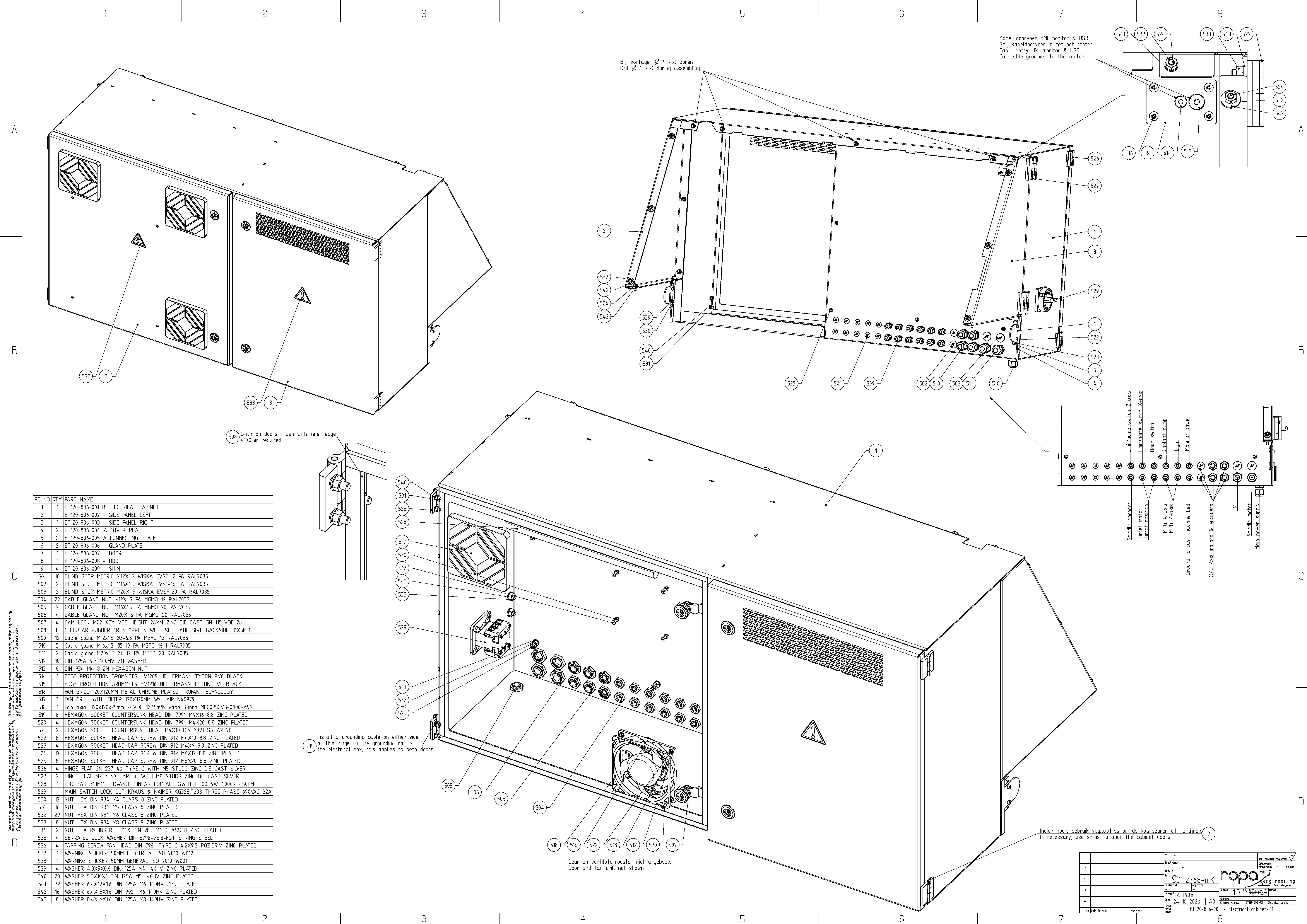 Emco Turn 120 Retrofit Electrical cabinet assembly drawing